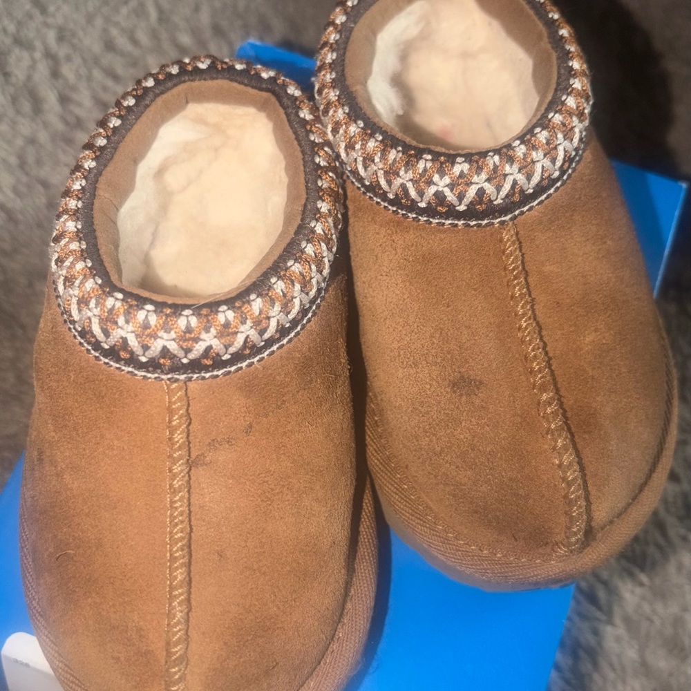 UGG Kids Brown Suede Moccasin Slippers